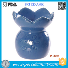 Elegant Blue Flower Ceramic Aroma Burner Wholesale